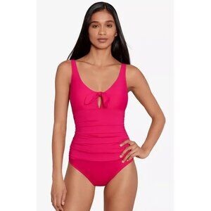 NWT LAUREN Ralph Lauren Womens Front-Tie Tummy-Control One-Piece Sz 6 $150 9B707